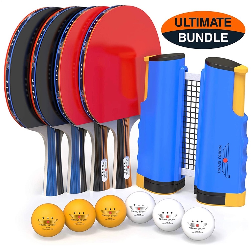 Ping Pong Paddle Set with Retractable Net